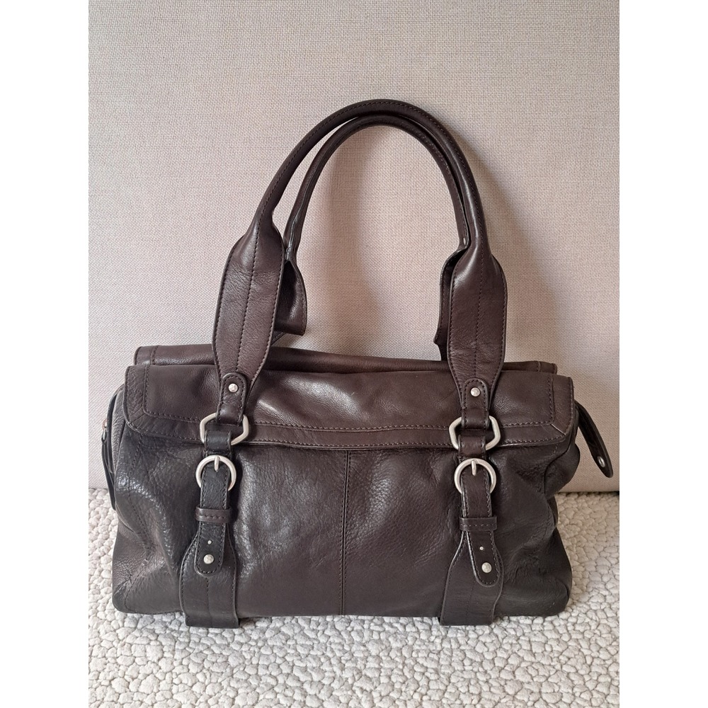 Sigrid Olsen Brown Leather Shoulder Bag Buckle Detail Satchel Handbag